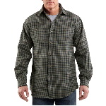 Mens Midweight Flannel Plaid Long Sleeve Shirt