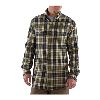 Carhartt Mens Midweight Flannel Plaid Long Sleeve Shirt Army Green