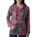  Ladies Courtney Burnout Hooded Pullover Blend Fleece