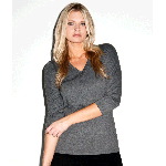 Missy 3/4-sleeve Cotton V-neck Tee