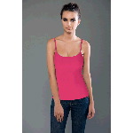 Cotton Spandex Baby Rib Spaghetti Top With Built-in Bra 