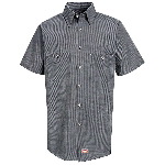 Mens 65/35 Poplin Short Sleeve Micro-Check Work Shirt